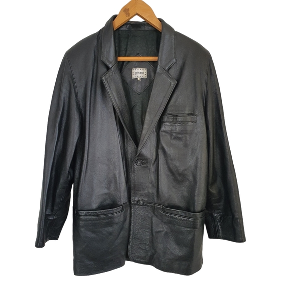 Stellato Jackets & Blazers - Vera Pelle Stellato Vintage Black Leather Jacket Size 48 Medium Single Breasted